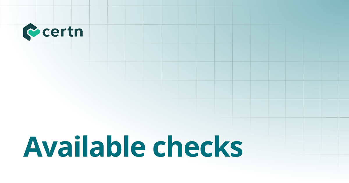 Available checks | Certn